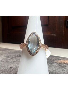 Ring Bomb Party Ring, Size 7, NWOT, rose gold band, blue stone,